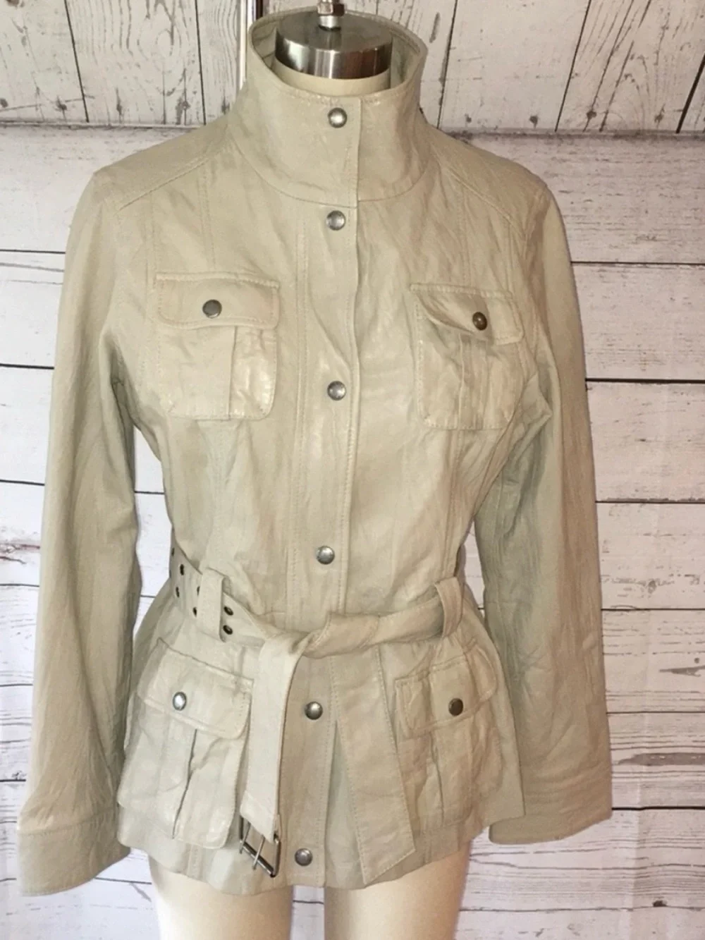 Vintage Michael Kors LEATHER belted utility jacket medium